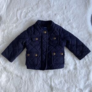 Baby Gap Girls Navy Blue Puffer Chore Quilted Winter Jacket Coat Size 6-12 Mo